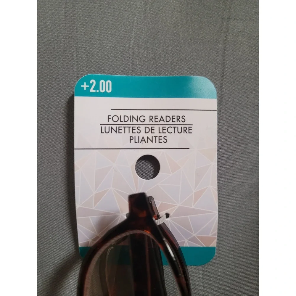 Folding Reading Glasses +2.00 Brown Tortoise Shell Compact Travel Readers